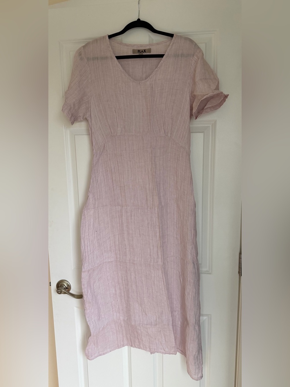 Flax Soft Blush V-Neck Midi Dress